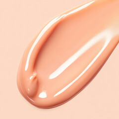 Fototapeta premium peach color cream product on simple solid color background in a neutral tone, smooth texture