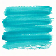 Horizontal Watercolor stroke of turquoise color with stains on white background