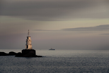 lighthouse at dusk