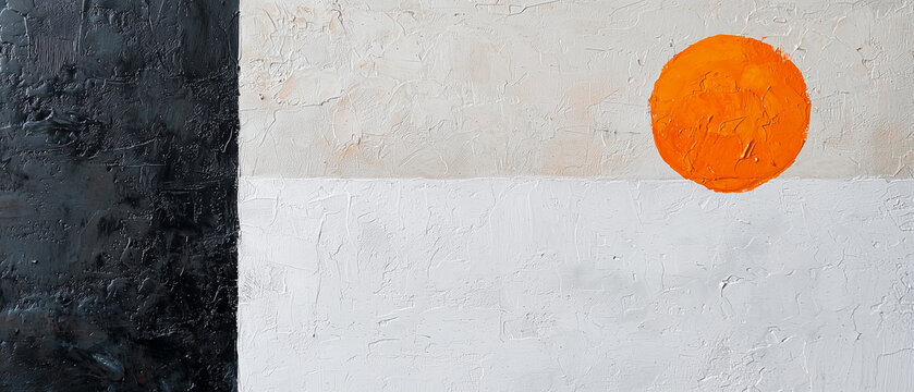 Minimalist abstract art with soft textures and balance, featuring bold orange circle