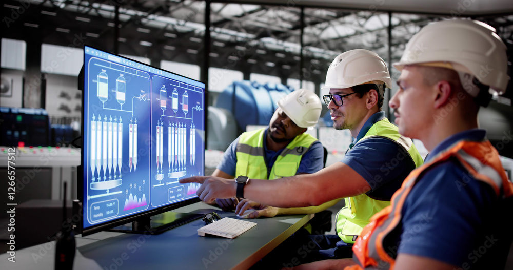 Poster electricity generation engineer operating turbine