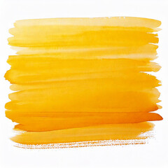 Horizontal Watercolor stroke of yellow color with stains on white background
