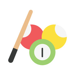 Billiards flat color, mini illustration icon. use for modern concept, print, UI, UX kit, web and app development. Vector EPS 10, related to entertainment, festival, funfair and hobbies.