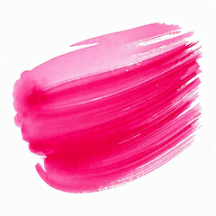 Watercolor stroke of pink color on white background