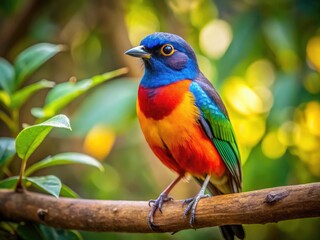 Obraz premium Capturing avian beauty: nature photography showcasing forest birds in their treetop habitat, promoting wildlife conservation.