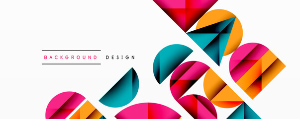 Abstract geometric pattern with intersecting circles and triangles in gradients. The high-contrast composition creates depth and a dynamic, modern aesthetic