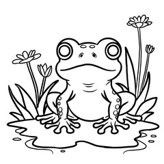 frog black and white animal coloring book