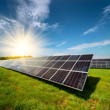 Placas solares en la pradera 