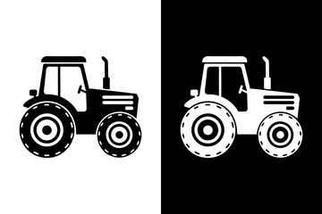 Sleek and Simple Tractor icon Silhouette Vector Design