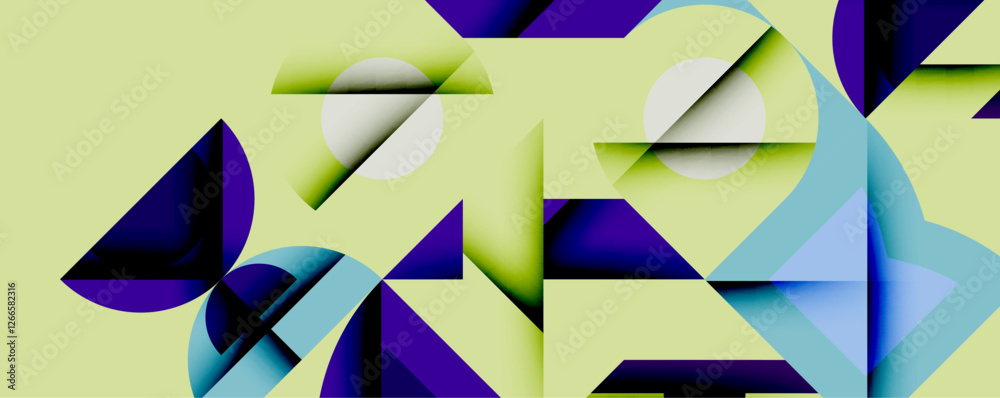 Poster Minimal geometric abstract background. Circle square and triangle design
