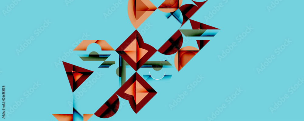 Poster Minimal geometric abstract background. Circle square and triangle design