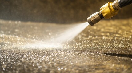 Close-up of a pressure washer nozzle cleaning surfaces with high pressure