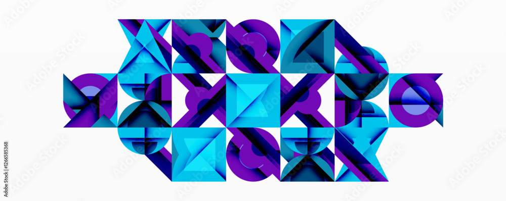 Poster Minimal geometric abstract background. Circle square and triangle design