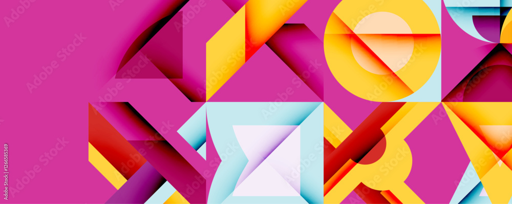 Poster Minimal geometric abstract background. Circle square and triangle design
