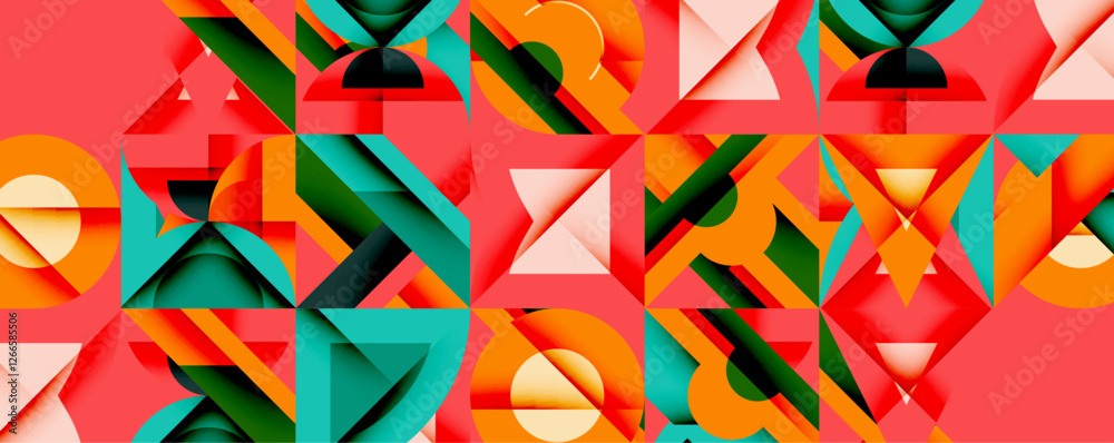 Poster Minimal geometric abstract background. Circle square and triangle design