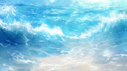 Obraz premium Calming Ocean Waves with Clear Blue Water and Soft White Foam