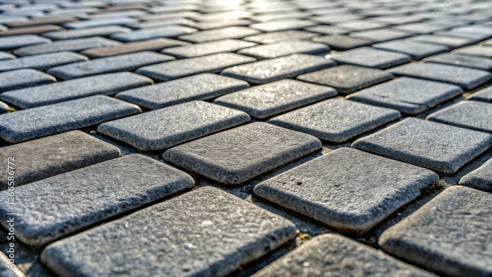 Leinwandbilder sunlit pavement a detailed view of interlocking stone blocks in a geometric pattern