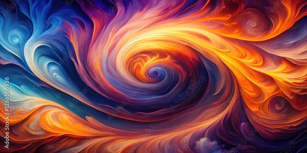 Poster Abstract swirling vortex of vibrant hues, a mesmerizing blend of colors and dynamic forms creating an ethereal dreamscape.