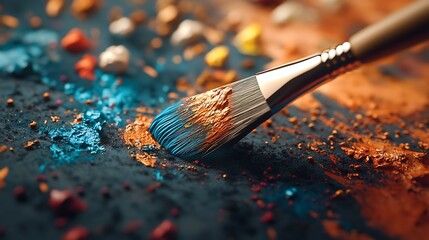 Fototapeta premium Color palette with paint brush, a perfect picture