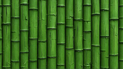 Vibrant green bamboo wall creating a natural and serene textured pattern