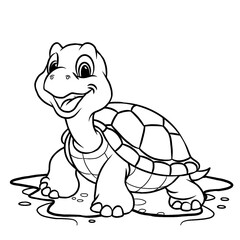 turtle black and white animal coloring book