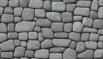 Seamless gray cobblestone wall or road background texture. Tileable grungy natural rock and stone shaped path or walkway repeat surface pattern. A high resolution construction backdrop 3D rendering