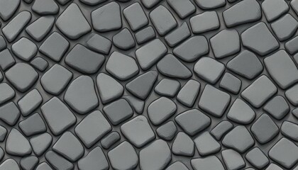 Seamless gray cobblestone wall or road background texture. Tileable grungy natural rock and stone shaped path or walkway repeat surface pattern. A high resolution construction backdrop 3D rendering