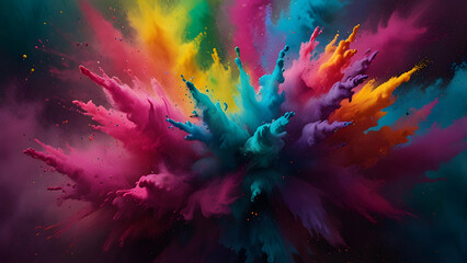 Explosive Color Powder Burst with Vibrant Abstract Art Effect 