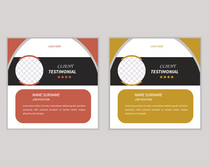 Creative testimonials ,Vector templates, client testimonial design,Clients review, customer feedback, social media post. Modern clean clients testimonial or client feedback review design with organic 