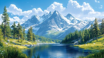 moutains and adverture background,illustration --ar 16:9 --stylize 450 --v 6.1 Job ID: 233244e6-3284-45ec-ad1e-d3136a962d52