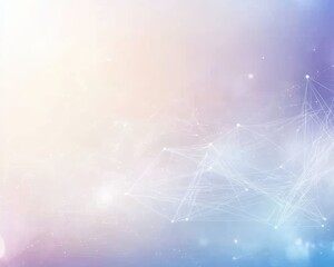 Fototapeta premium Abstract geometric network on pastel gradient background with bokeh