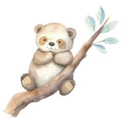 watercolors Cute sloth stretching illustration 