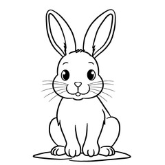 black and white animal coloring book of a rabbit