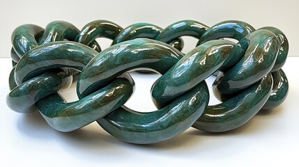 Sculptural Green Ceramic Chain Link