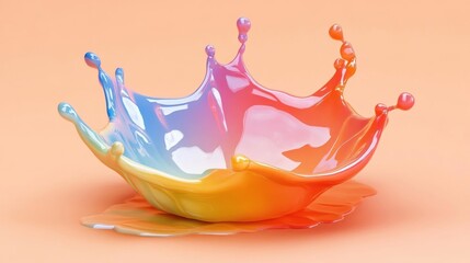 Colorful Liquid Splash Forming a Unique Shape