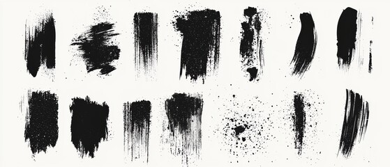 Grunge black ink splashes, stains, and splatters vector set