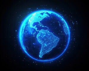 Illuminated earth showing north and south america from space