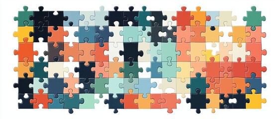 A jigsaw puzzle with many pieces of different colors. Generative AI