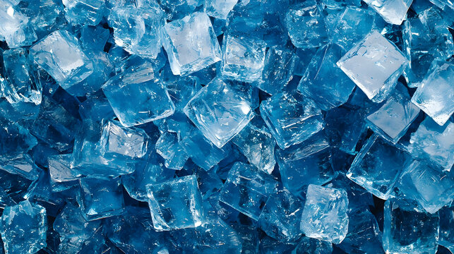 Close up of blue crystals. Background many small, textured crystals