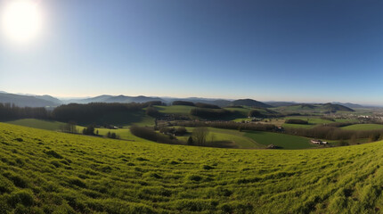 Obraz premium A low-key, high-contrast panorama of Romania's sunny springtime