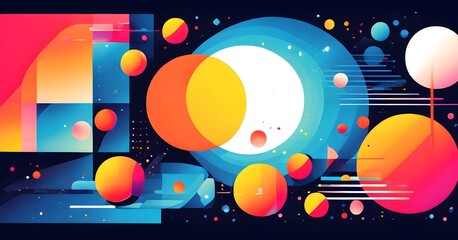 Obraz premium abstract contemporary illustration in a vibrant geometric design with colorful shapes