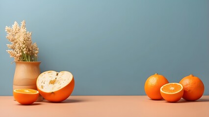 Naklejka premium Shavuot banner with empty space Without Text, Orange Minimal background, holiday banner poster background for advertisement ads