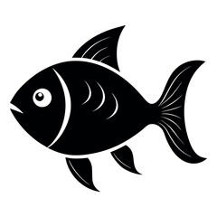 Black Fish Silhouette Vector Illustration &ndash; Minimalist Aquatic Icon