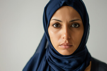 Naklejka premium Portrait of a Woman Wearing a Blue Hijab