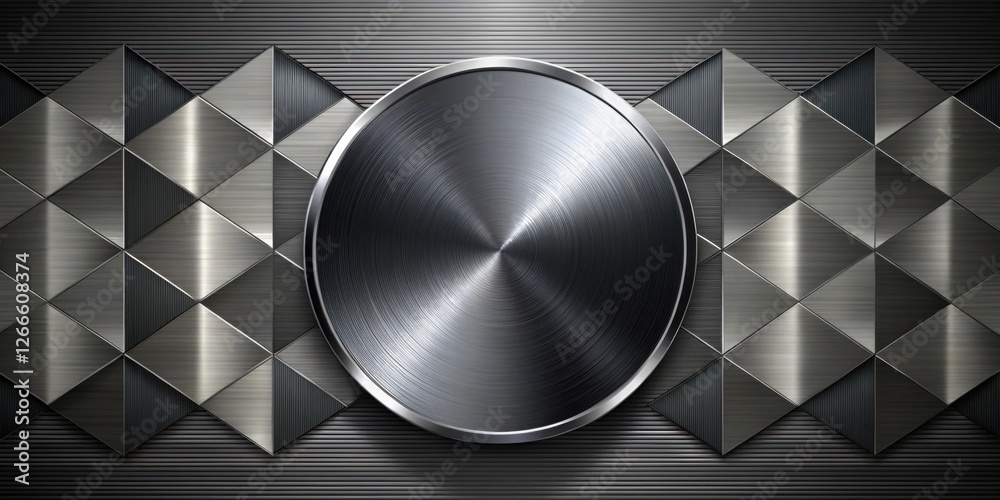 Aufkleber abstract metallic design featuring a circular brushed metal element centrally positioned against a b