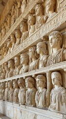 Ancient Roman Busts Display History, Art, Museum Exhibit