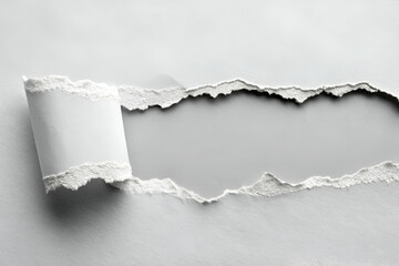 Monochrome Abstract Design Torn Ripped Hole in Gray Paper Creates a Layered