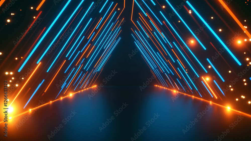 Wall mural abstract futuristic light streaks in motion, sci-fi cyberpunk digital energy lines for high-tech con