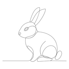 Obraz premium Minimalist Bunny Continuous Line Art Illustration