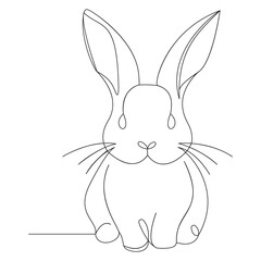 Minimalist Bunny Continuous Line Art Illustration